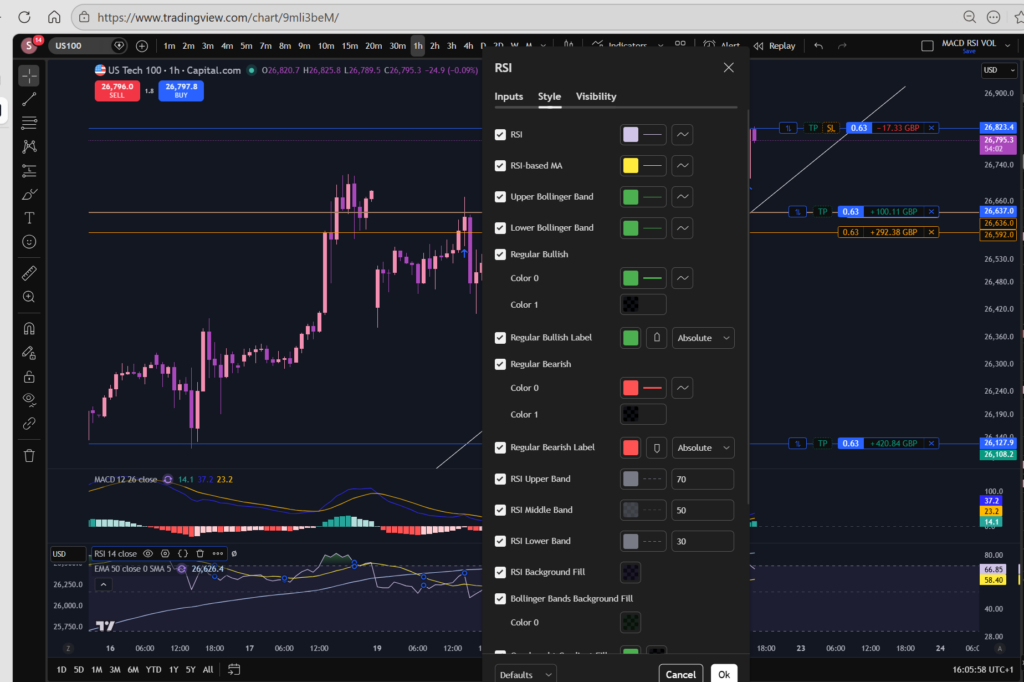 change the colour scheme on trading view